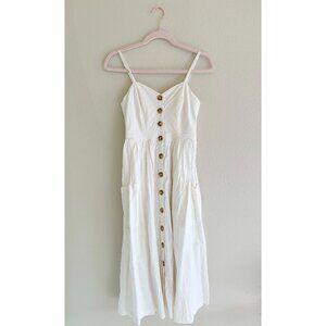 Cooperative Womens Linen Blend Dress Button Front Size S